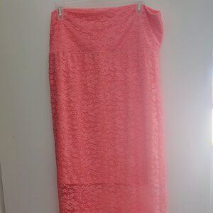 No Boundaries lace maxi skirt in coral blush pink (size XL)
